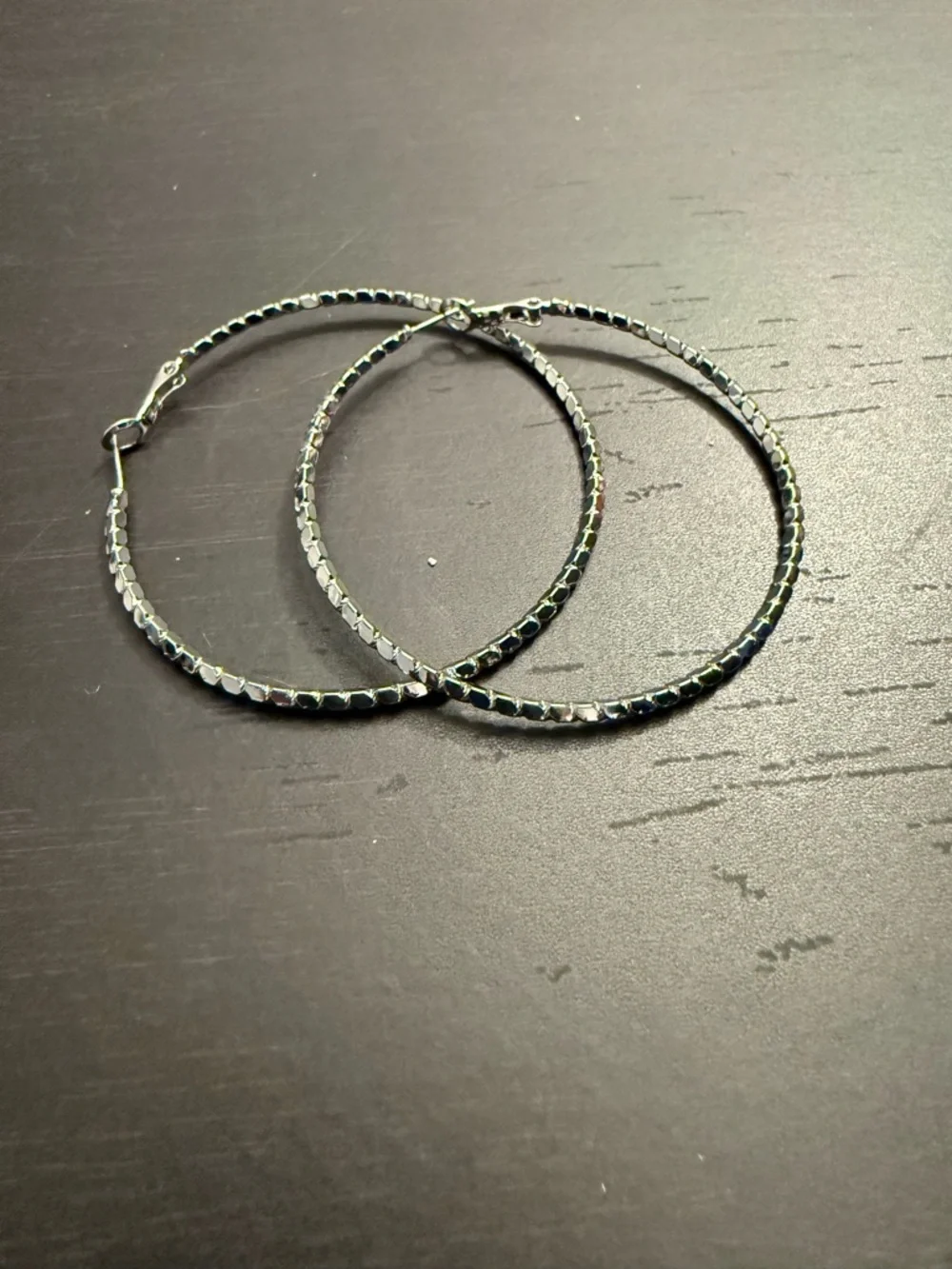 Express Silver Bevel Textured 2.25 inches Hoop Earrings Women’s Jewelry